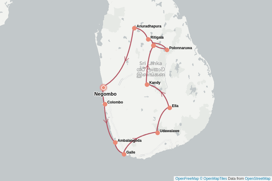 Itinerary Map image for Sri Lanka: L’Île aux Merveilles