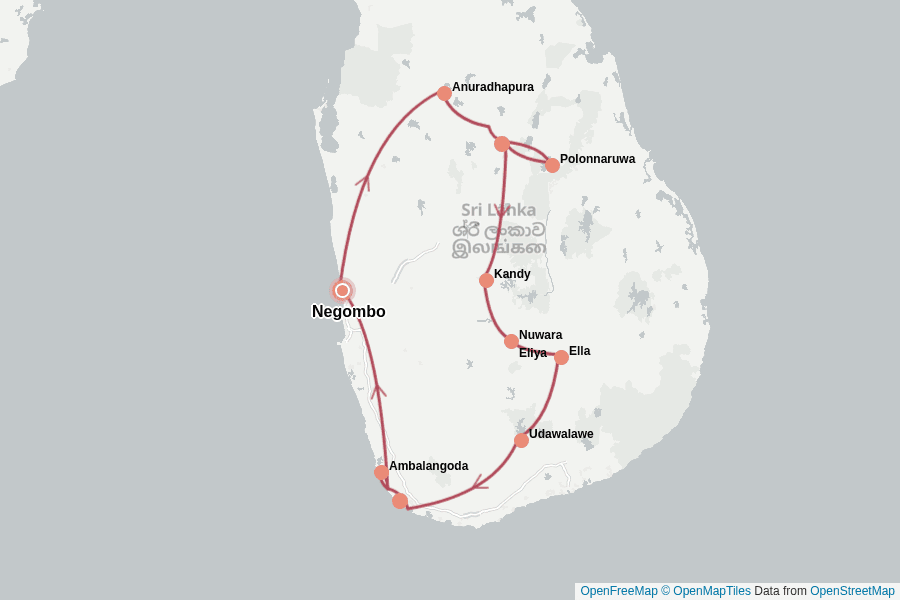 Itinerary Map image for Sri Lanka: L’Île aux Merveilles